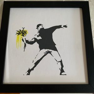 Banksy canvas portrait 10x10 in frame